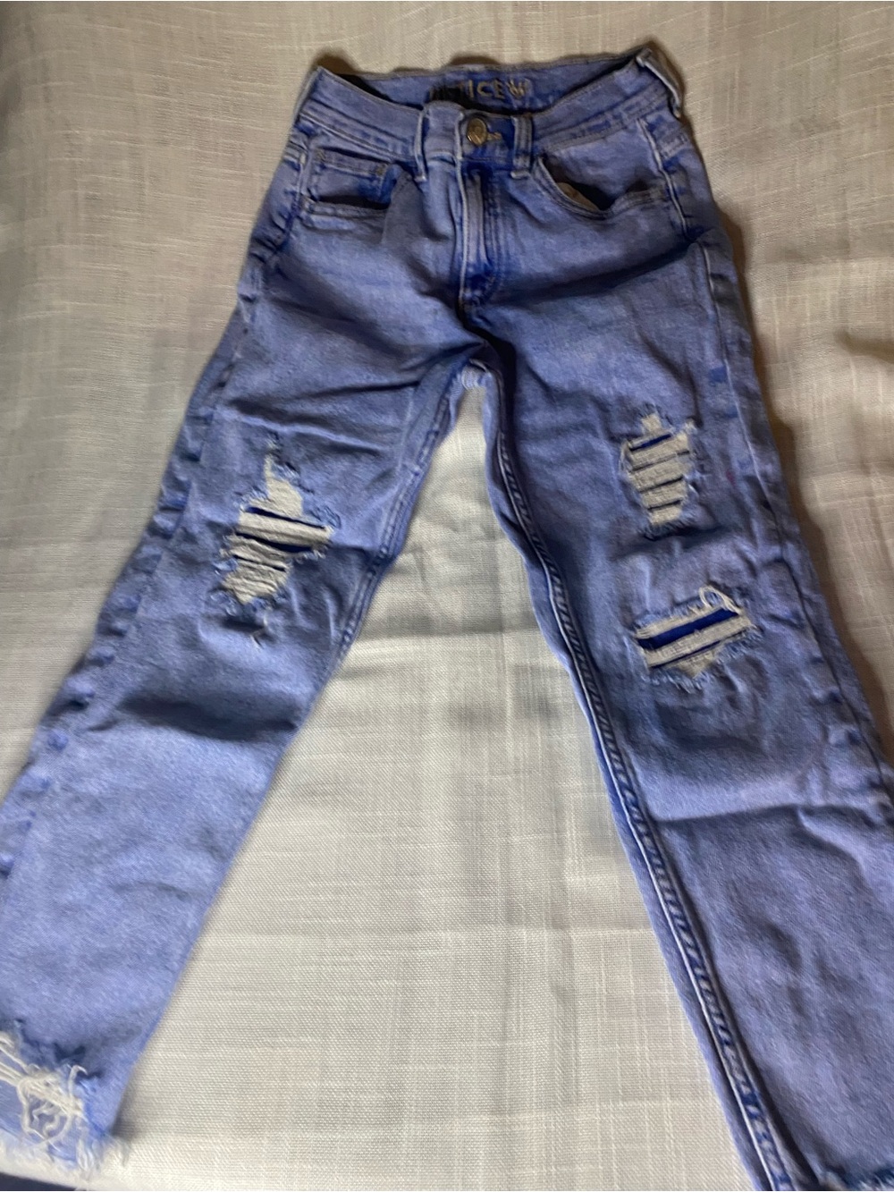 Justice Girls Distressed Medium Blue Ripped Jeans